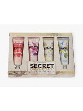 Secret Maison de Base Hand Cream Gift Set 4 x 2.5 oz Poppy Orchid Lemon Basil